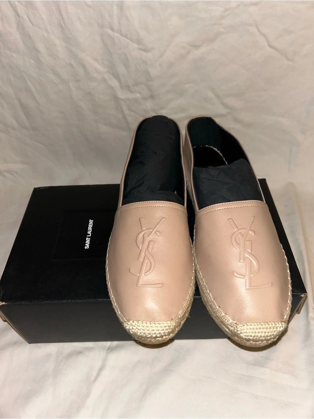 Saint Laurent Blush Leather Espadrille Flats